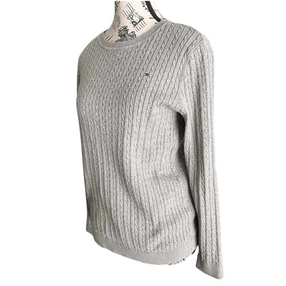 Tommy Hilfiger Gray Cable Knit Sweater | Classic Preppy | Medium - Picture 2 of 5